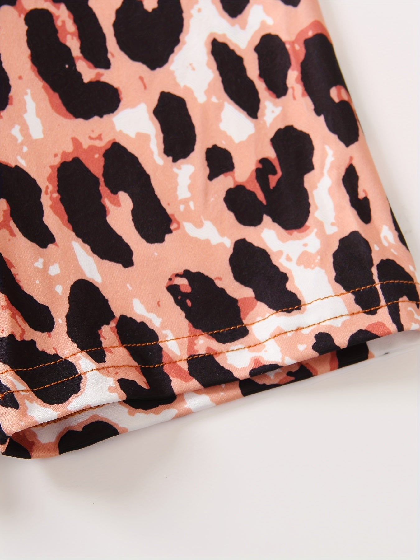 2pcs Toddler Girls Leopard Graphic Biker Shorts Kids Summer Clothes