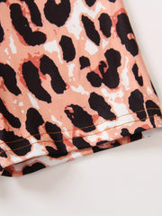 2pcs Toddler Girls Leopard Graphic Biker Shorts Kids Summer Clothes