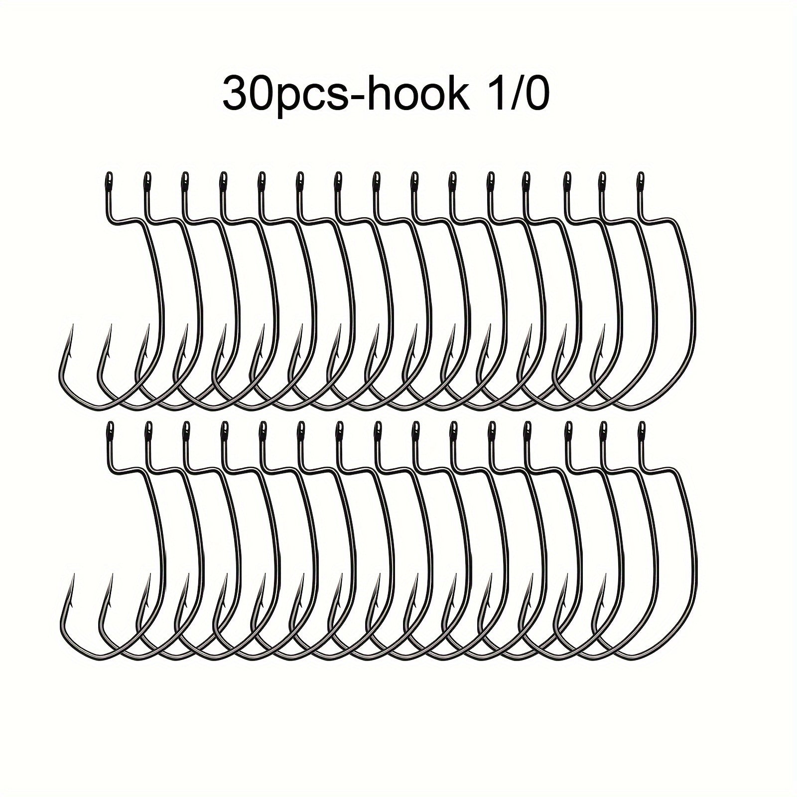 Dovesun EWG 30pcs Fishing Hook Offset Worm Hooks Texas Rig Hooks Bass Hooks