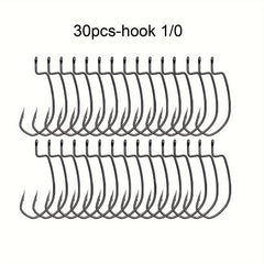 Dovesun EWG 30pcs Fishing Hook Offset Worm Hooks Texas Rig Hooks Bass Hooks