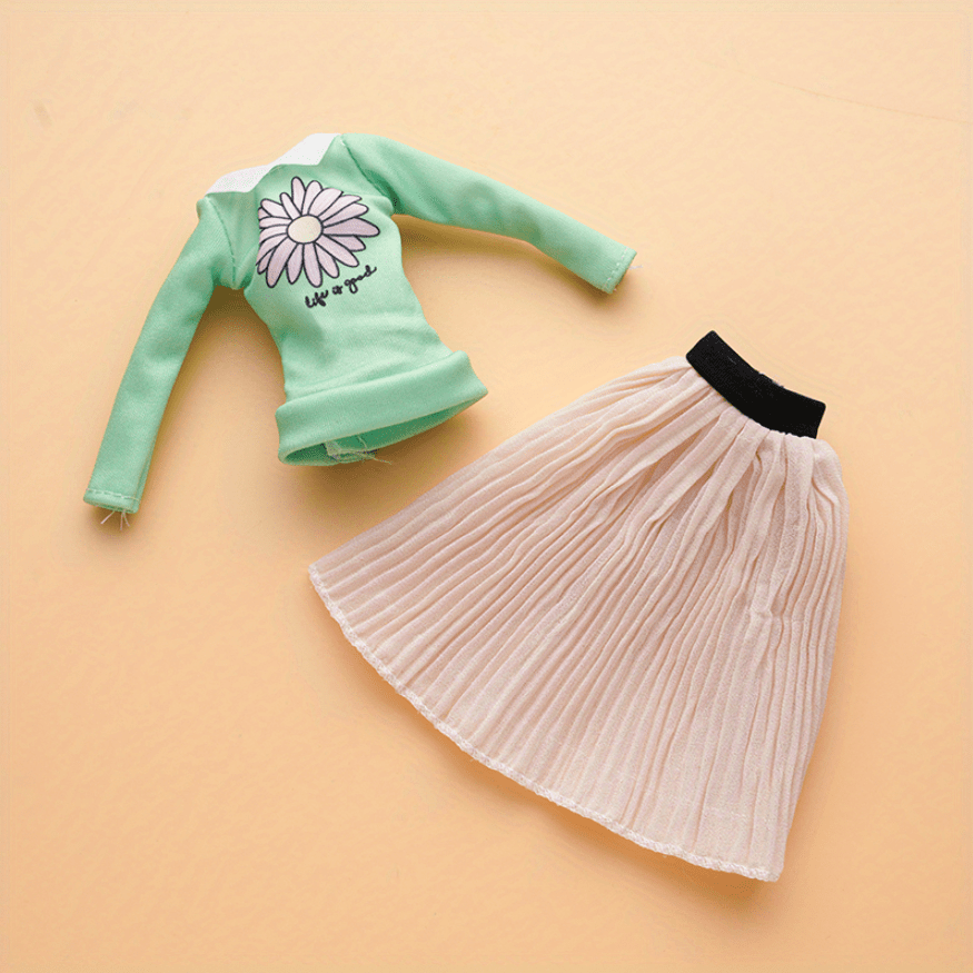 Casual Dress Outfit for 29.97 cm Doll DIY Dollhouse Toys