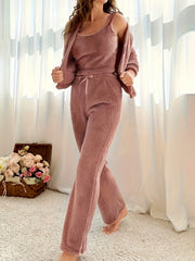 Flannel Coat & Tank Top & Pants Set