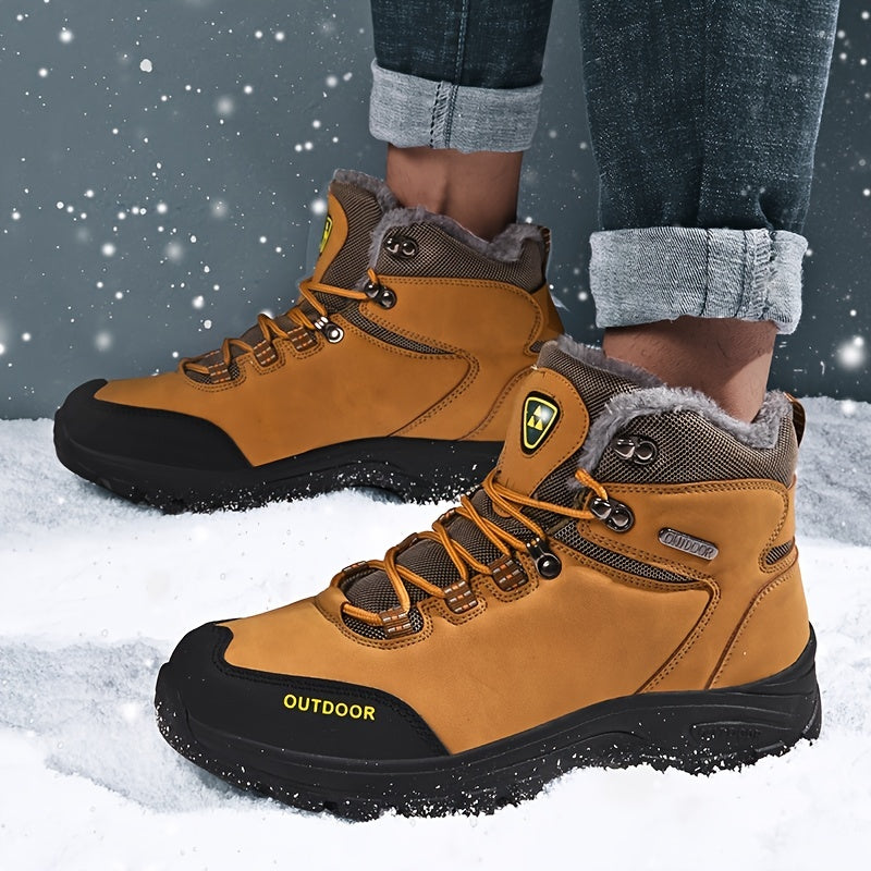 Men's Waterproof Snow Boots Lightweight Warm Fleece Outdoor Hiking Winter