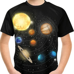 Solar System 3D Print Boys T-shirt Short Sleeve Top