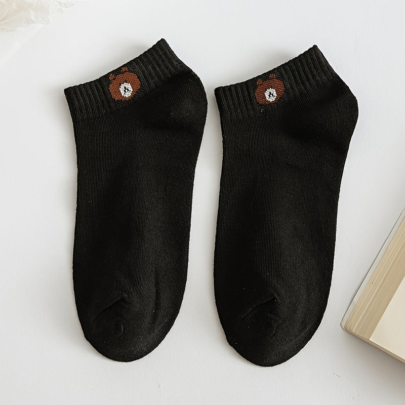 5 Pairs Soft Teddy Bear Socks Crew Length Sock Pack Women's Stockings