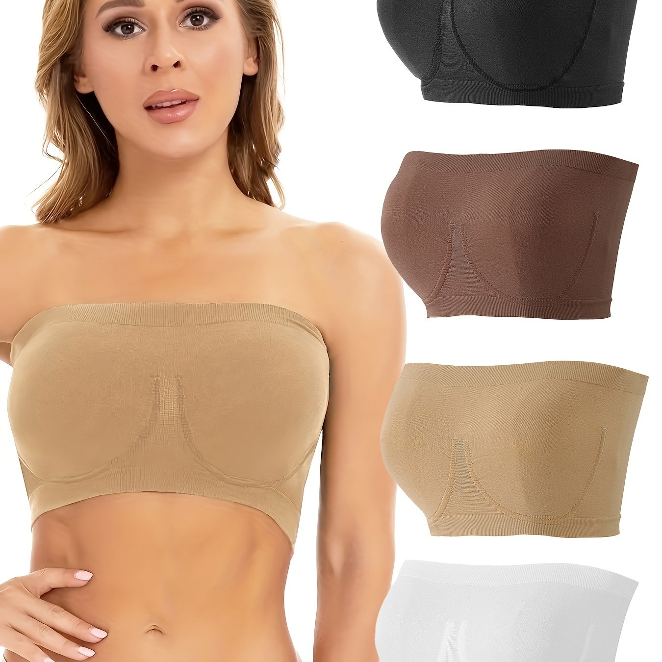 4pcs Bandeau Bras Stretch Everyday Bra Women's Lingerie