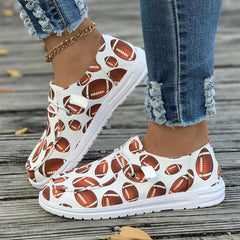 Women's Rugby Pattern Skate Shoes Light Lace Canvas Sneakers