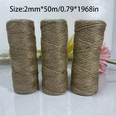 Natural Jute Twine 50m Hand Braided String Twine for Gardening & Crafts