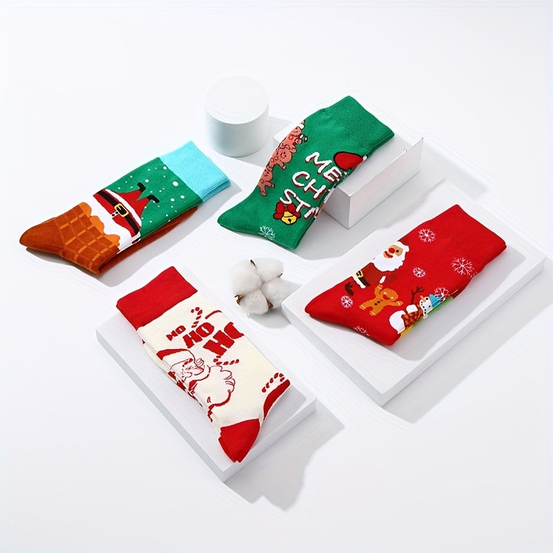3 Pairs Christmas Pattern Socks Women's Stockings & Hosiery