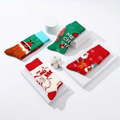 3 Pairs Christmas Pattern Socks Women's Stockings & Hosiery