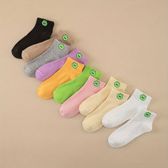 11 Pairs Cartoon Frog Print Socks Comfy Low Cut Crew Women's Stockings