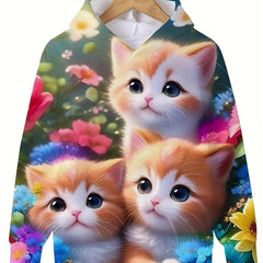 3 Kitties Graphic Sweatshirt for Kids