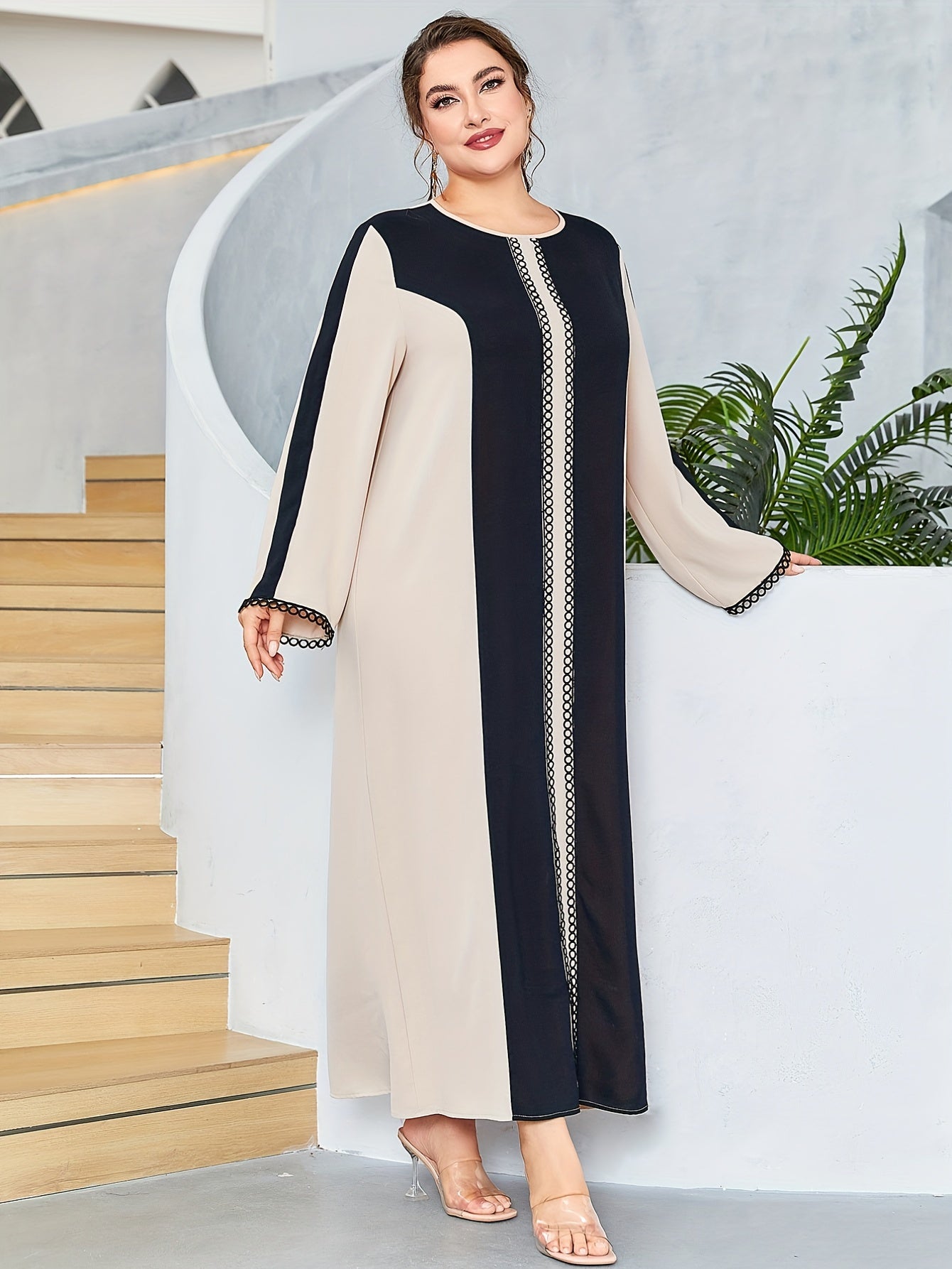 Colorblock Long Sleeve Maxi Dress