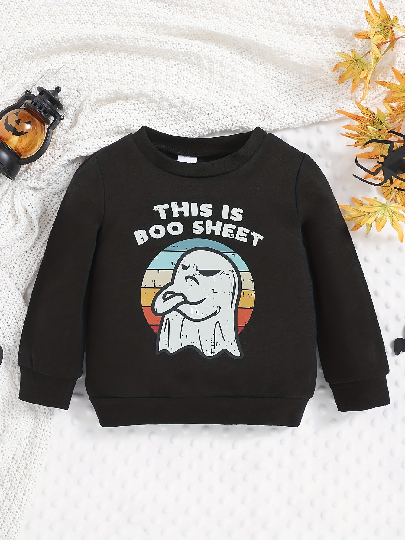 Kid's Halloween Cartoon Print Sweatshirt Crew Neck Pullover T-shirt