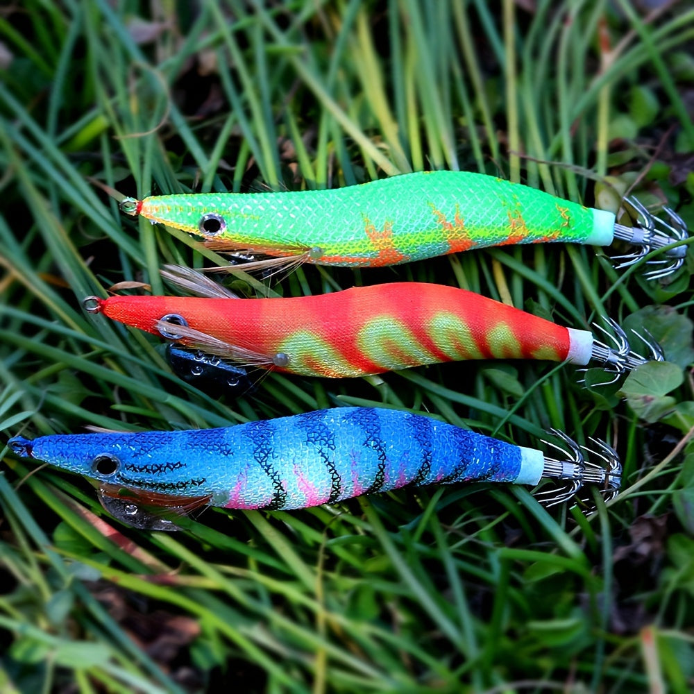 10pcs Squid Hook Set Bionic Fishing Lure Luminous Squid Jigs Sea Fishing Tackle