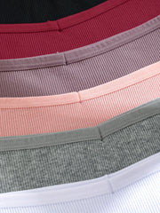 6pcs Ribbed Panties Stretchy Intimates Women's Lingerie