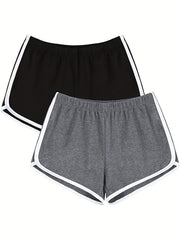 2-Pack Contrast Trim Sporty Shorts Women's Clothing