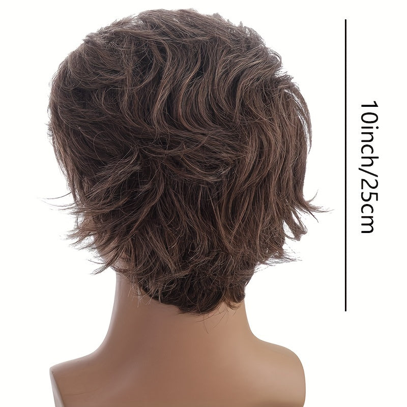 Men's Dark Brown Short Hair Wig for Parties