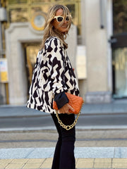 Geometric Print Lapel Collar Blazer