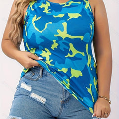 Camo Print Lounge Tank Top Soft Fit Home Wear