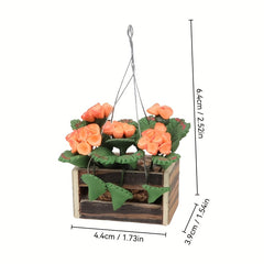 1:12 Mini Artificial Flower Basket w/ Potted Hydrangea Mix