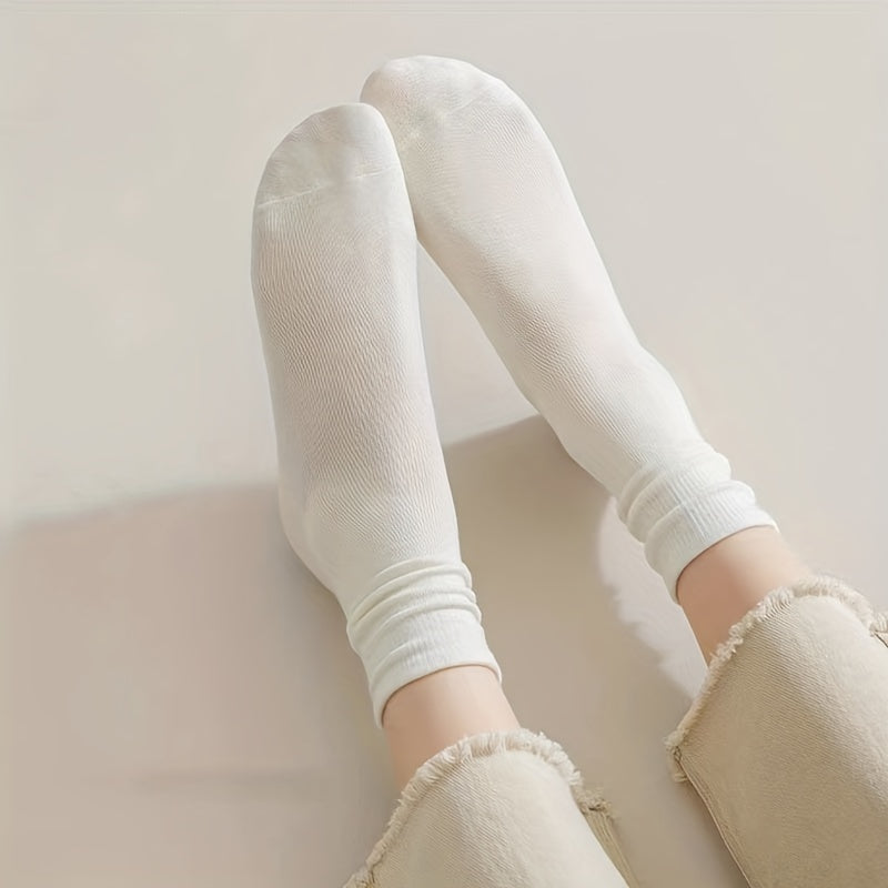 6 Pairs All-match Solid Socks Women's Stockings & Hosiery