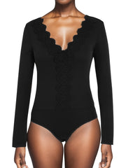 Sexy Lace Deep V Neck Bodysuit for Women