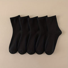 5 Pairs Crew Socks Comfy & Breathable Women's Mid Tube Stockings