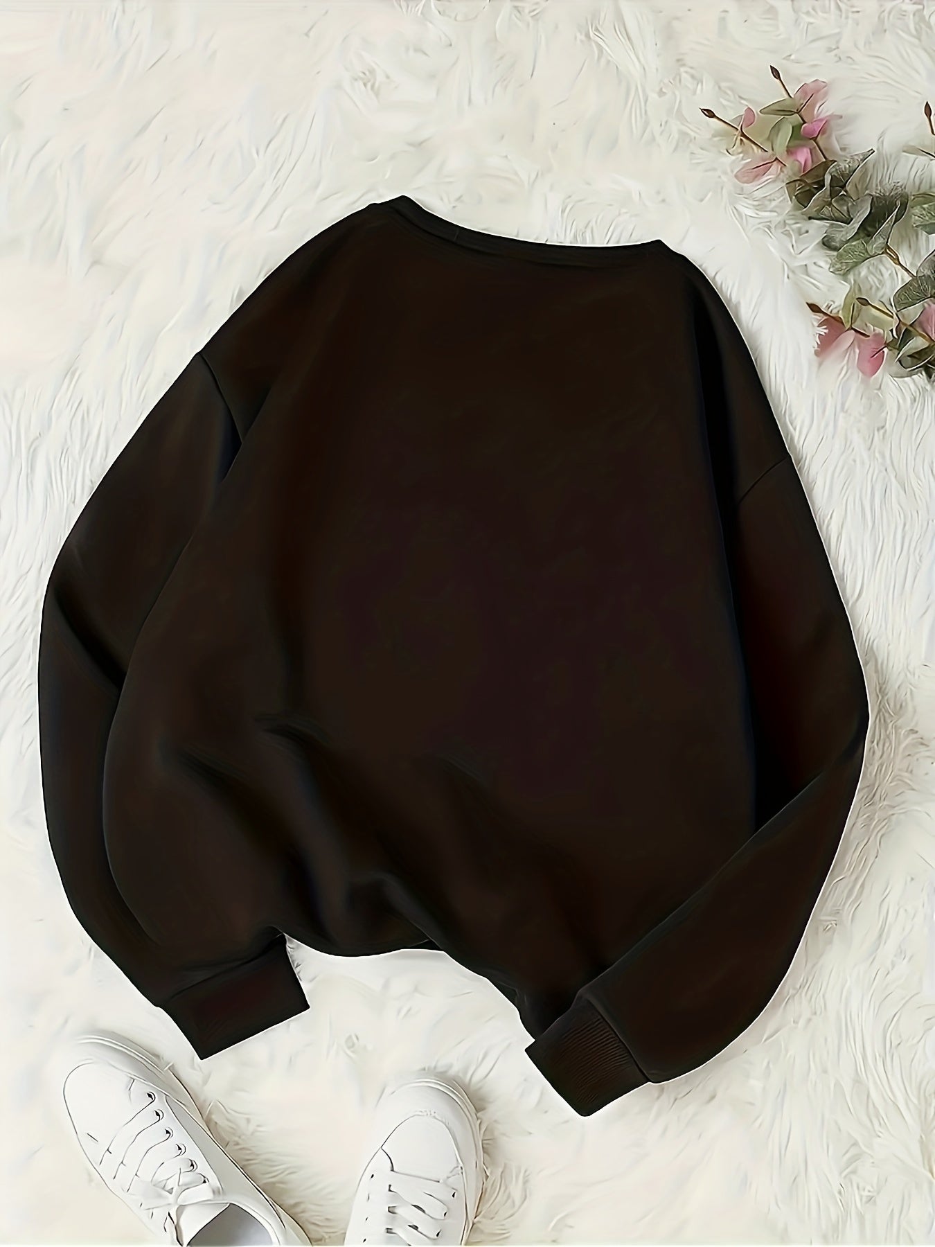 Queen Print Sweatshirt Crew Neck Casual Long Sleeve Women's Clothing