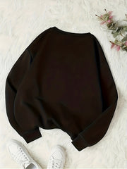 Queen Print Sweatshirt Crew Neck Casual Long Sleeve Women's Clothing