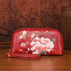 Floral Clutch Wallet Stylish Zipper Handbag Pink Green Everyday Wal