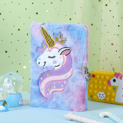 Unicorn Plush Diary Magical Journal Notebook Lock