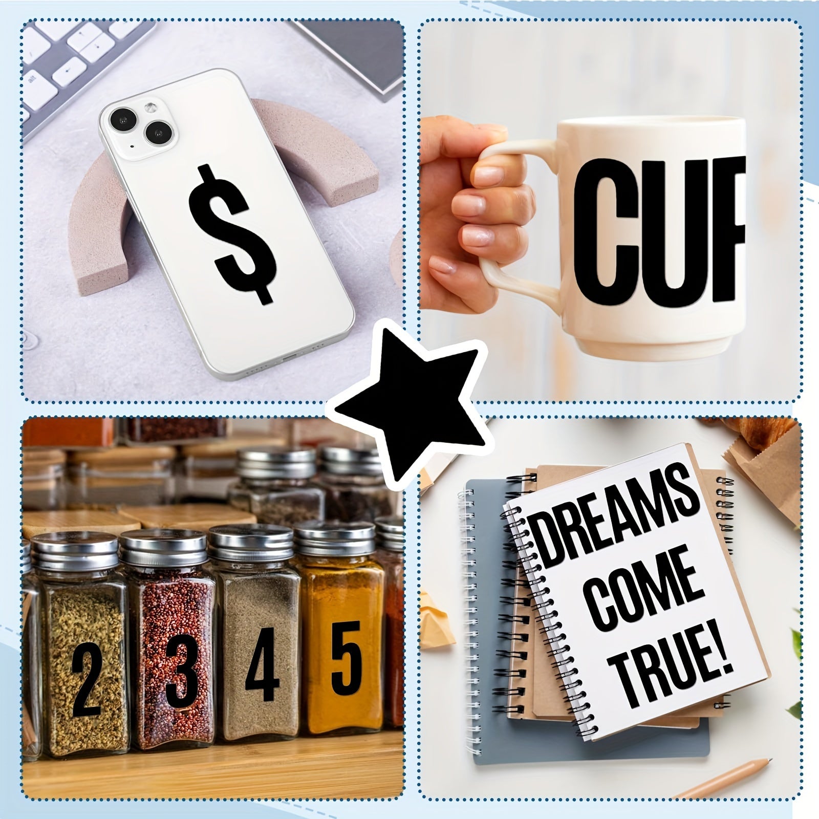 12pcs Large Letter Stickers Self Adhesive Vinyl Alphabet Number Stickers