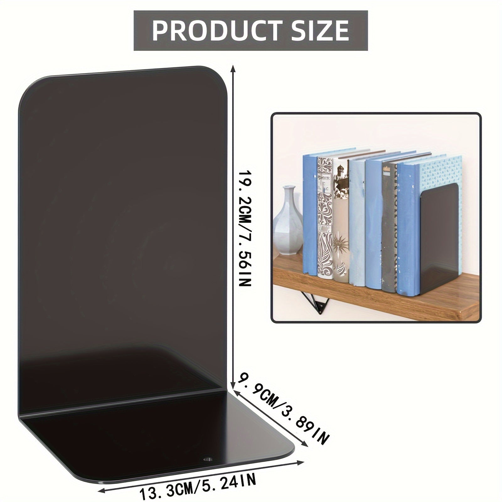 Metal Bookends with Anti Slip Pads for Books Magazines DVDs