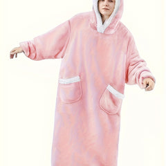 Winter Fuzzy Trim Fleece Blanket Robe