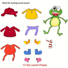 13pcs Large Size Froggy Gets Dressed Felt Storybook Set