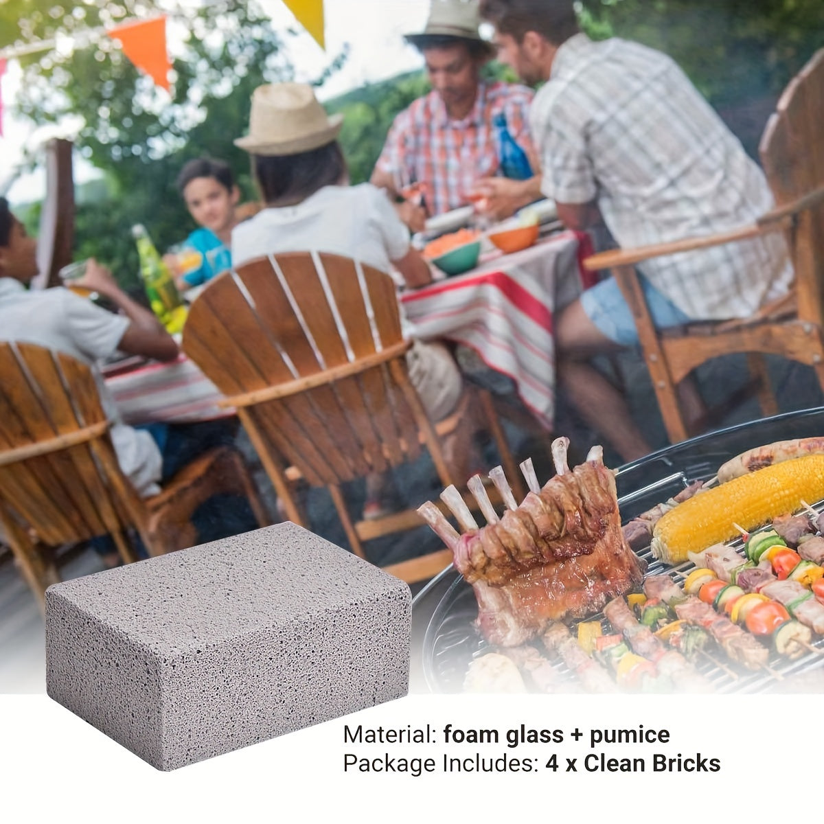 4 Pack Grill Cleaning Brick Block - Griddle Cleaner - BBQ Grill Stones