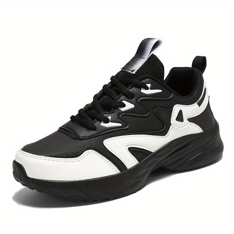 Lightweight Faux Leather Sneakers Non Slip Running Shoes