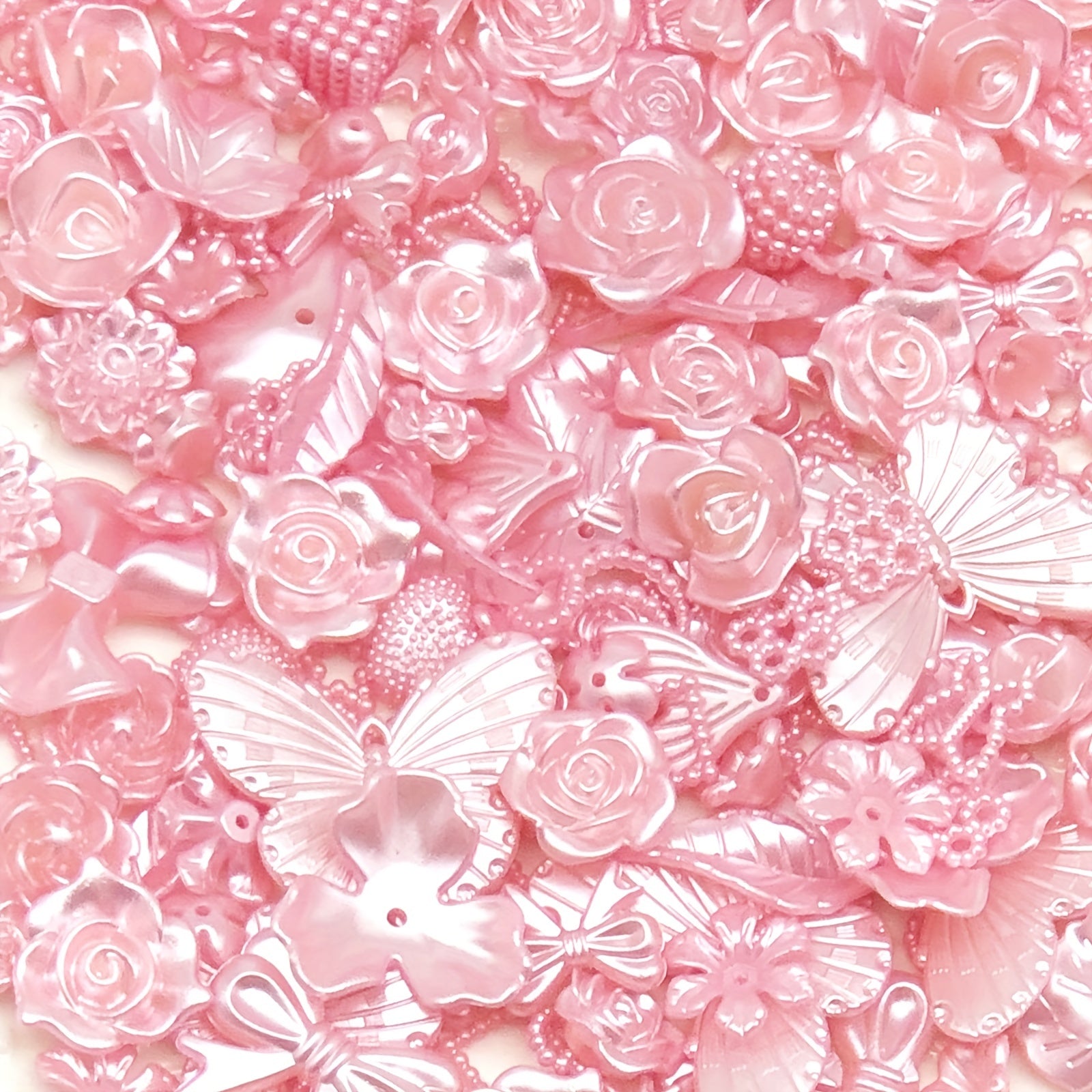 100pcs 3D Resin ABS Colorful Rose Flower Bows Butterfly Charms
