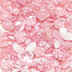 100pcs 3D Resin ABS Colorful Rose Flower Bows Butterfly Charms