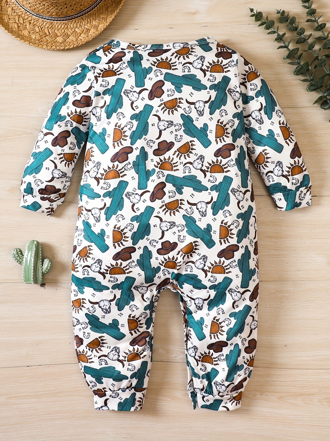Autumn Newborn Baby Jumpsuit Western Cowboy Graphic Onesie Clothes