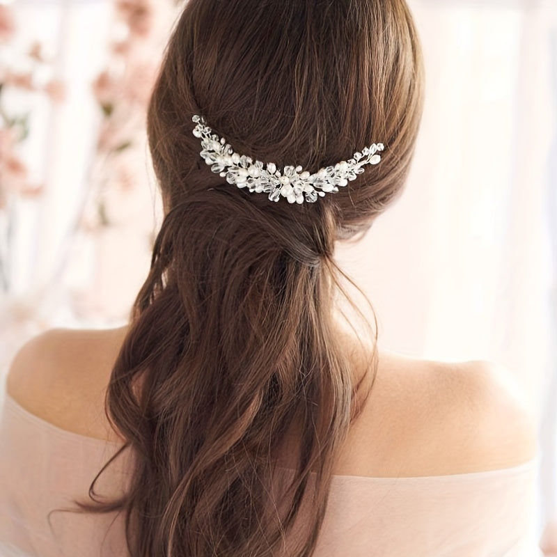 Pearl Inlaid Crystal Hair Comb for Women