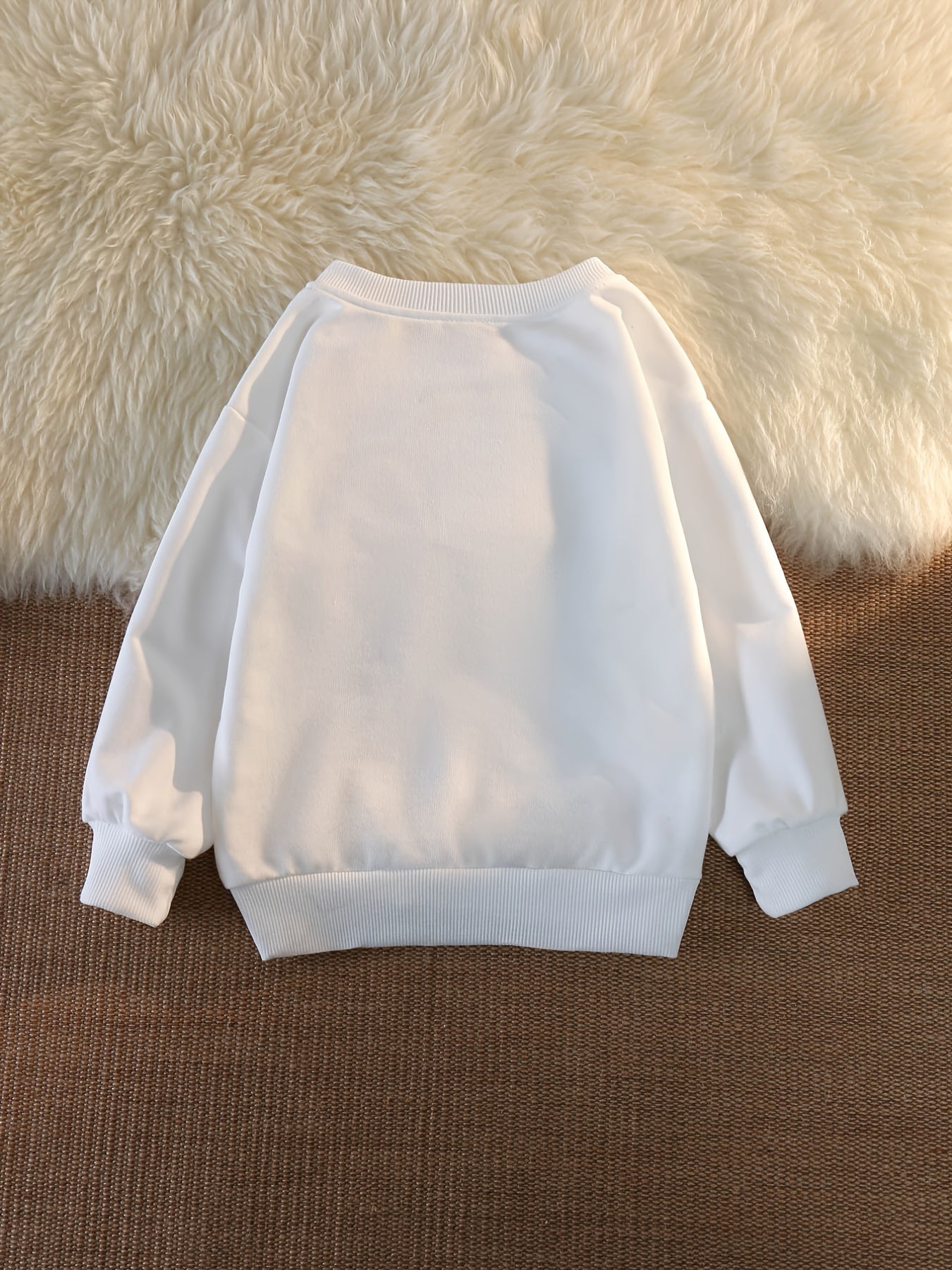 Girls Butterfly Print Pullover Round Neck Long Sleeve Loose Sweatshirt Top