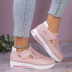Women's Hook & Loop Sports Shoes Breathable Cut out Chunky Shoes