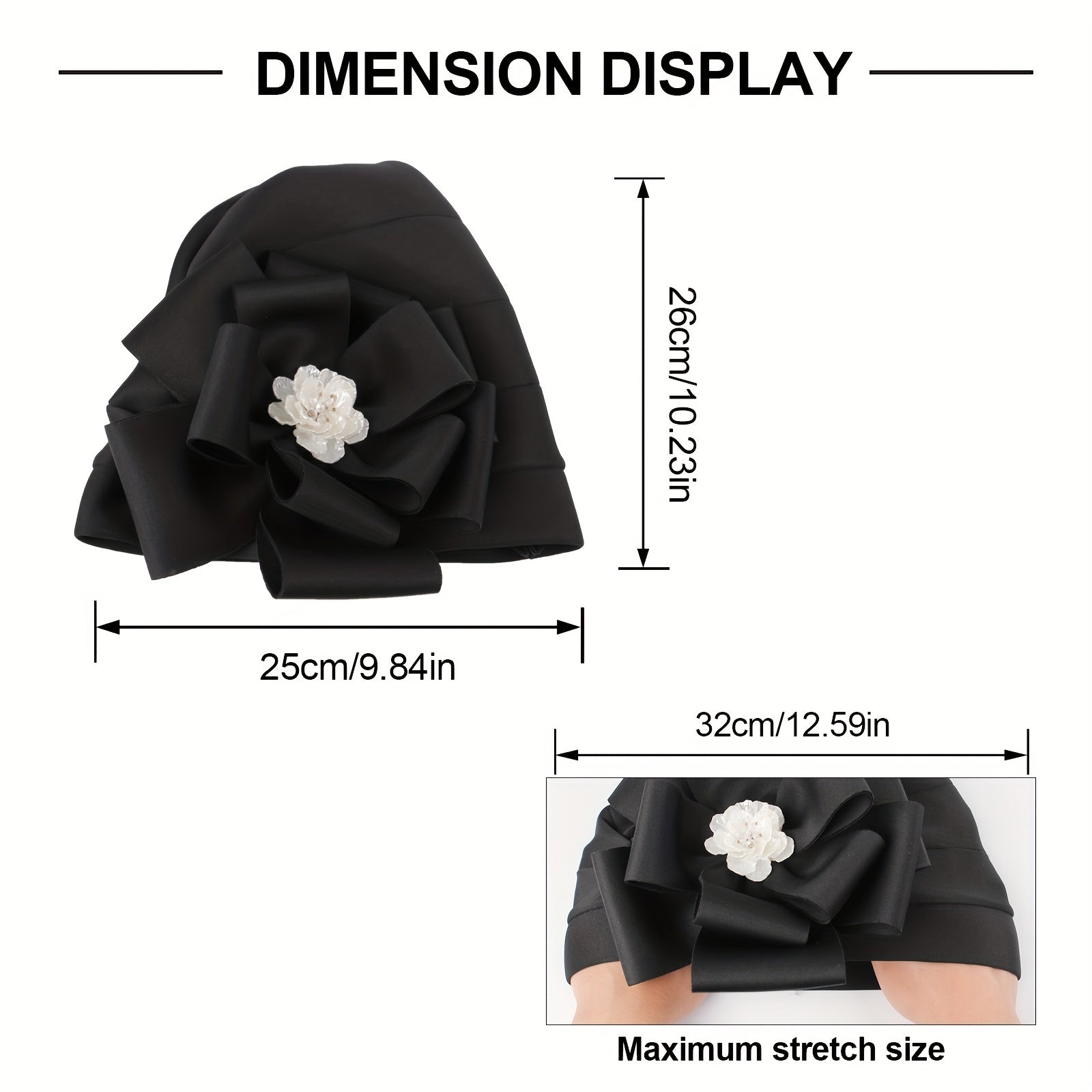 Plate Flower Turban Cap French Style Head Wrap Elastic Beanie Chemo Hats