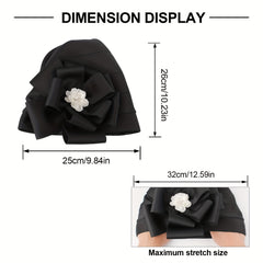 Plate Flower Turban Cap French Style Head Wrap Elastic Beanie Chemo Hats