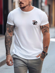 Men's Printed Leisure Sports T-shirt Casual Round Neck Tee Shirt
