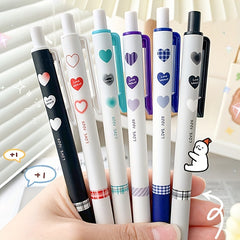 6 Pcs 0.5mm Heart Shape Gel Pens Student Writing Utensil