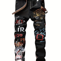 Arrival Men Jeans Male Washed Graffiti Jeans Casual Trousers