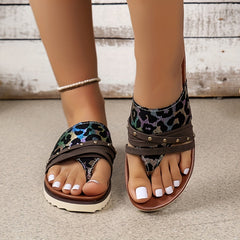 Leopard Print Flip flops Lightweight Summer Slippers Sandals